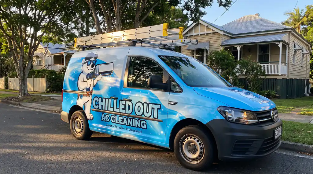 Chilled Out AC Cleaning van parked on a Townsville street